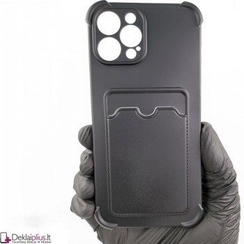 Anti-Shock dėklas su kišenėle - juodas (Apple Iphone 12 Pro Max)